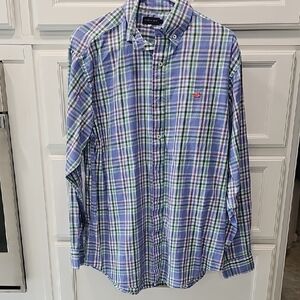 Southern Marsh Men's Blue and Green Plaid Shirt
